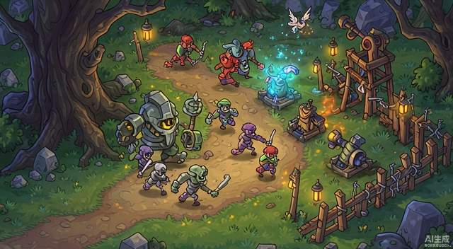 Idle Zombie Wave - defensive lane with barricades and turrets under attack by zombies