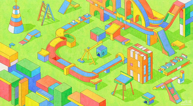 Lime Playground Sandbox - colorful stacked block structures in a physics sandbox